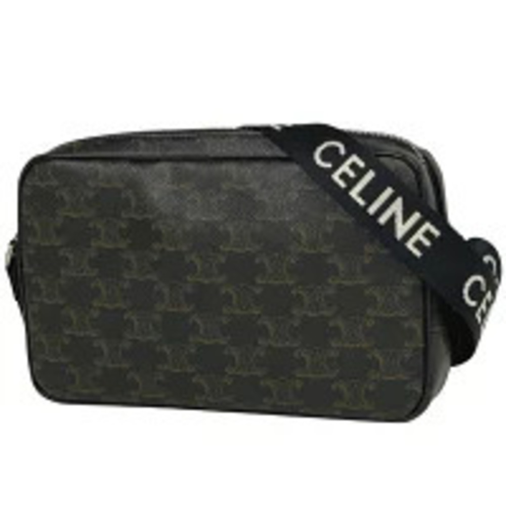 Celine Triomphe Shoulder Bag Crossbody Canvas Black